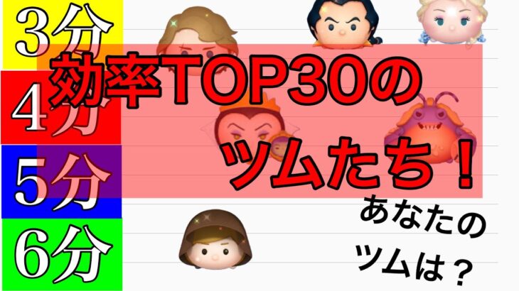 【稼ぎツム30体】プレイ時間の短さランキング！！【ツムツム】