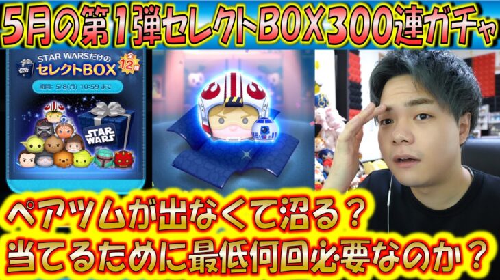 ペアツムが出なくて沼っている人続出？！5月の第1弾セレクトBOX300連ガチャ確率検証！【こうへいさん】【ツムツム】