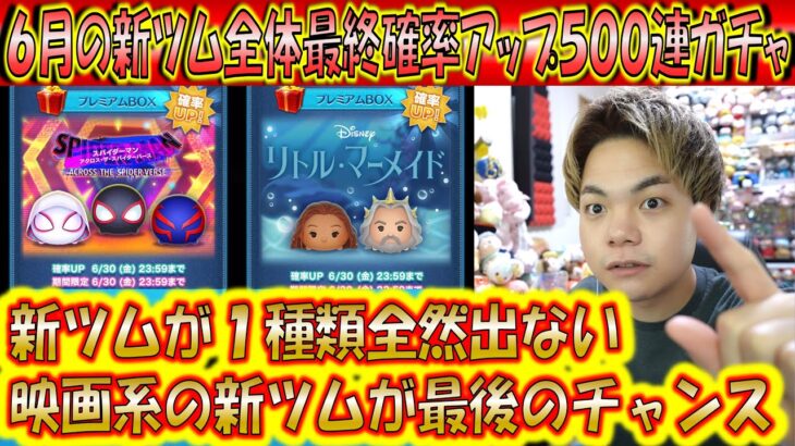 1種類新ツムが出ない出ない。6月新ツム全体最終確率アップ500連ガチャ確率検証！【こうへいさん】【ツムツム】