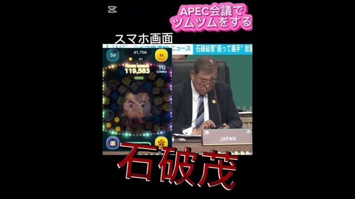 APEC会議でツムツムをする石破茂　#石破　#石破茂　#APEC   #ツムツム　#日本の恥　#ショート　#shorts