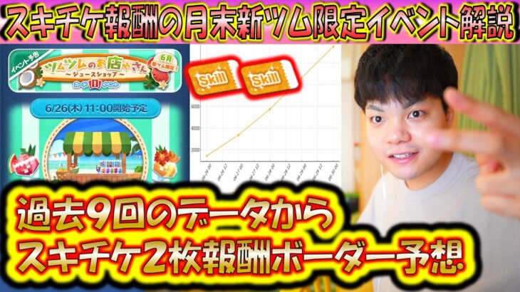 スキチケ最大2枚の報酬！月末新ツム限定イベント ツムツムのお店やさんについてボーダー予想も含めて解説！202506【こうへいさん】【ツムツム】