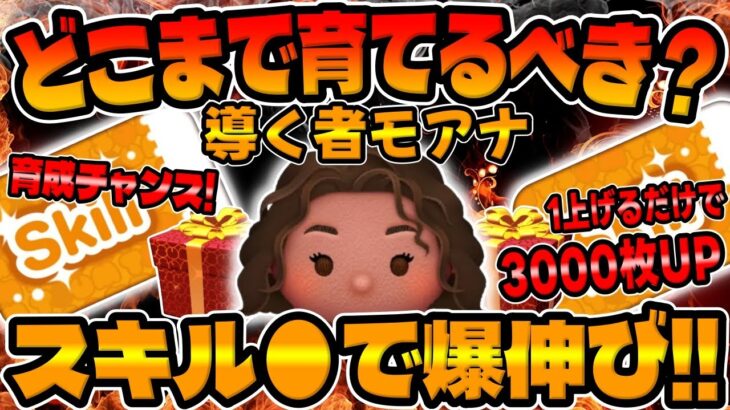 【ツムツム】超重要‼︎ガチャ前に必ず見て!!スキチケ使うべき？導く者モアナどこまで育てるべきか考察してみた！【新ツム】コイン稼ぎ