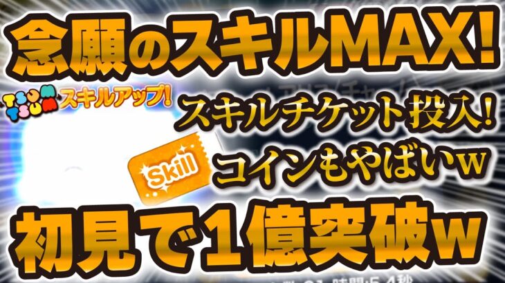 【ツムツム】これはぶっ壊れw w念願のあのツムにスキチケをぶち込んでスキルMAXに！初見で1億&3.5万枚達成！【スキル6, パフュームアリス】